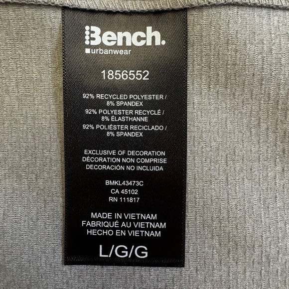 Bench Urbanwear Full Zip Jacket, Moisture Wicking, Gray, Large, NWT - Picture 15 of 16
